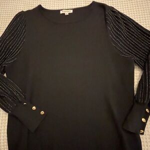 Nanette Lepore Black Sweater with Gold Button and sparkle Details. Size 2X. NWOT